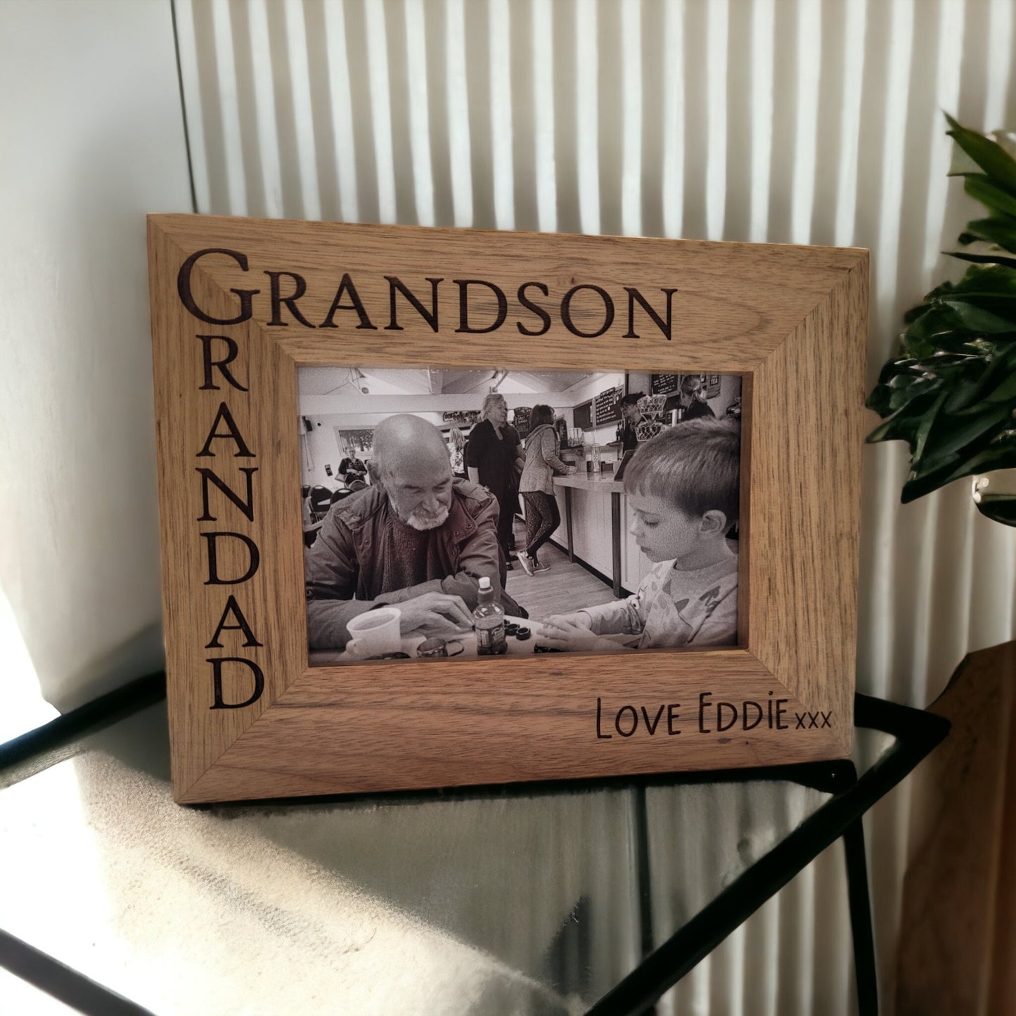 Personalised Solid Oak Photo Frame, Gift for Grandad or Grandma