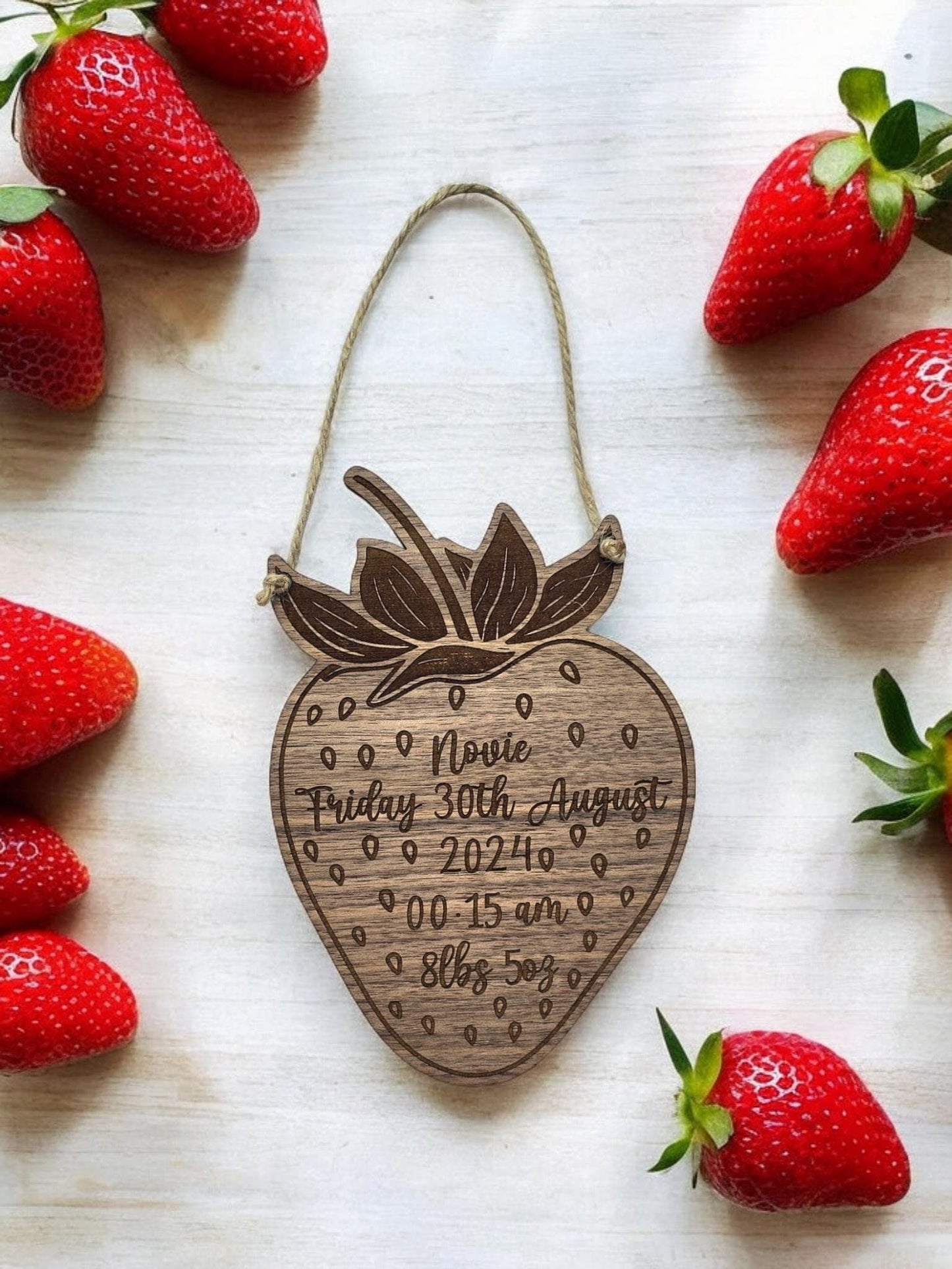 Strawberry Baby Announcement Plaque