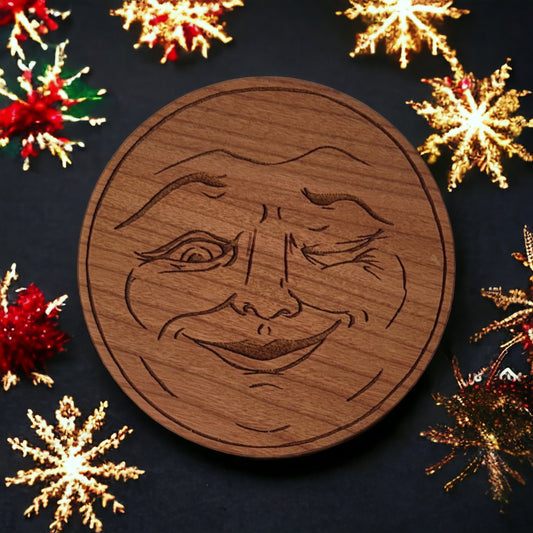 Man in the Moon Engraved Wooden Sign