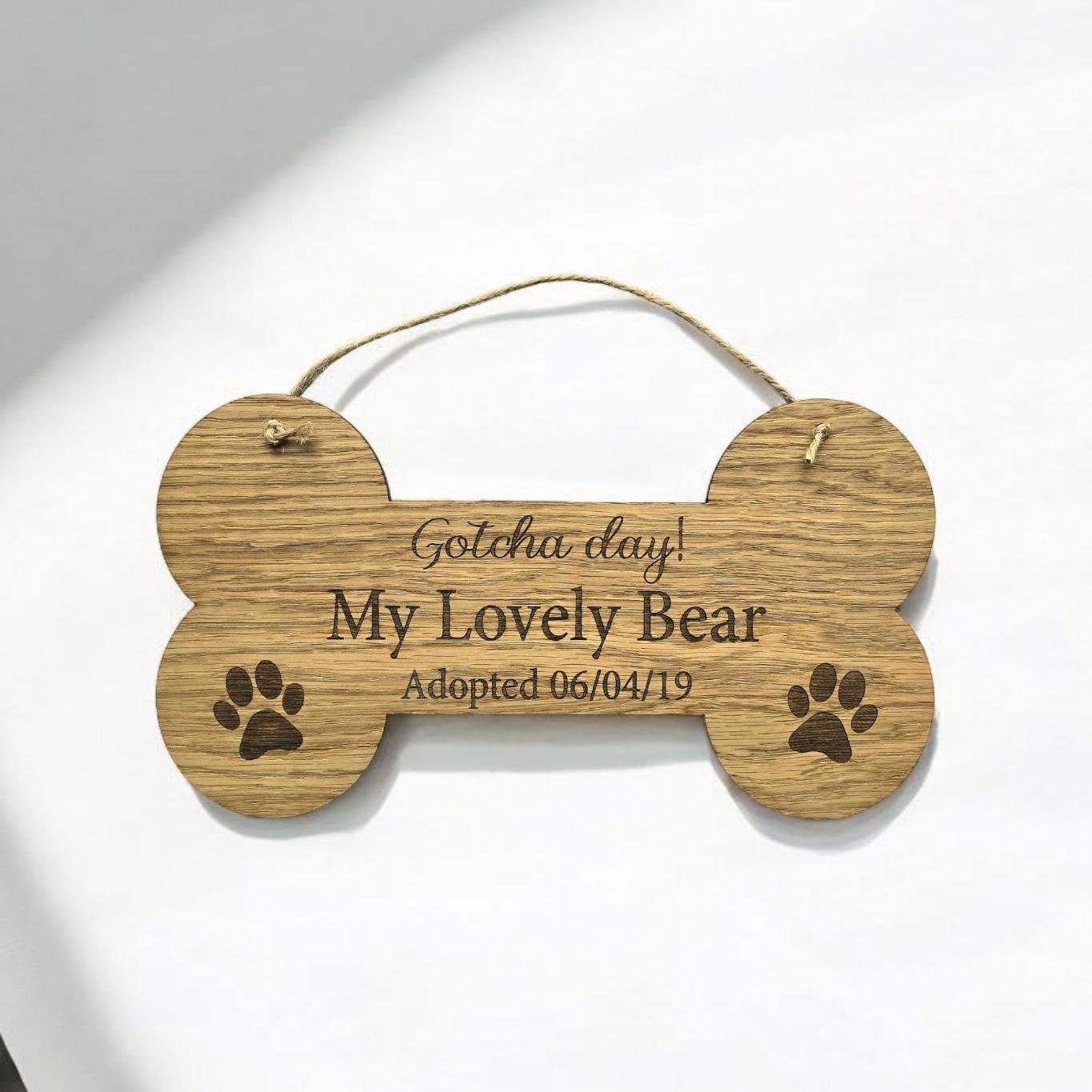 Personalised Gotcha Day Dog Bone Sign - Pet Adoption
