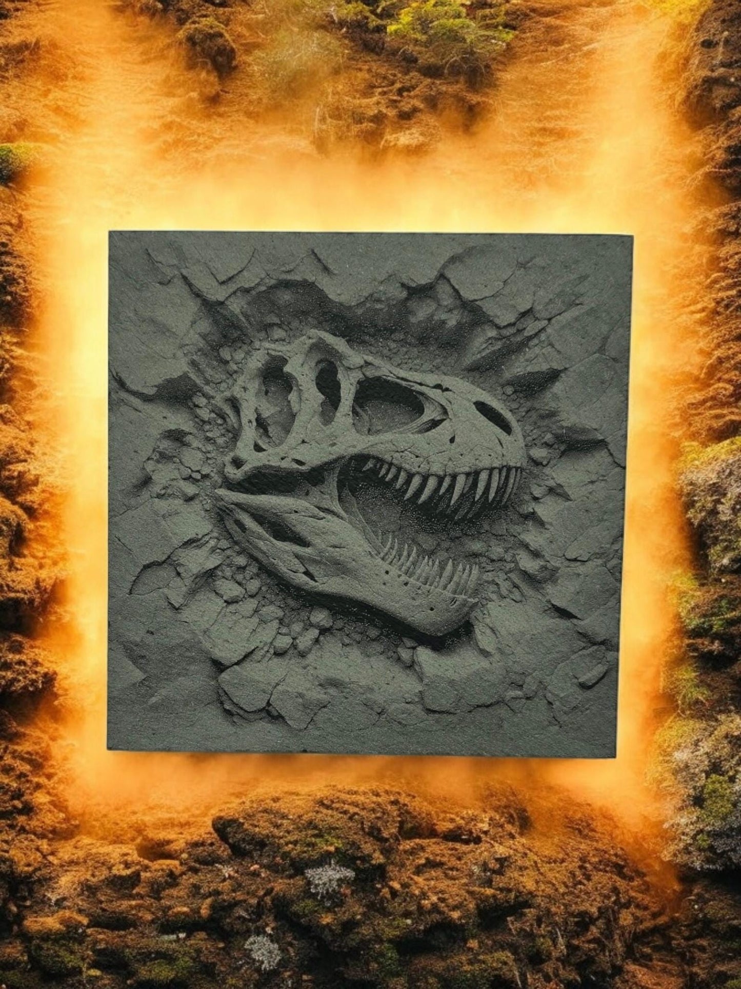 3D Effect Dinosaur Fossil Slate Coaster