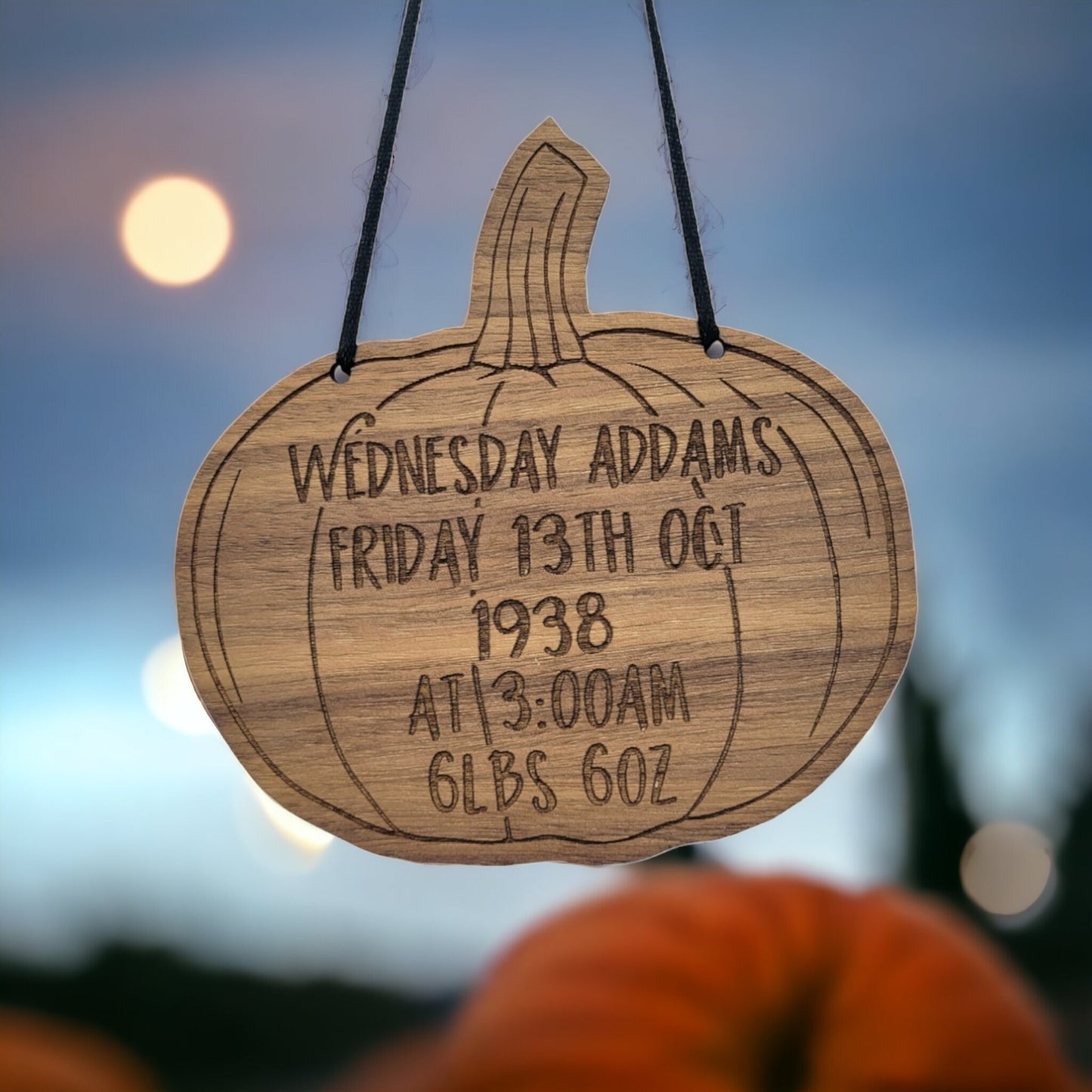 Halloween Pumpkin New Baby Birth Announcement Plaque