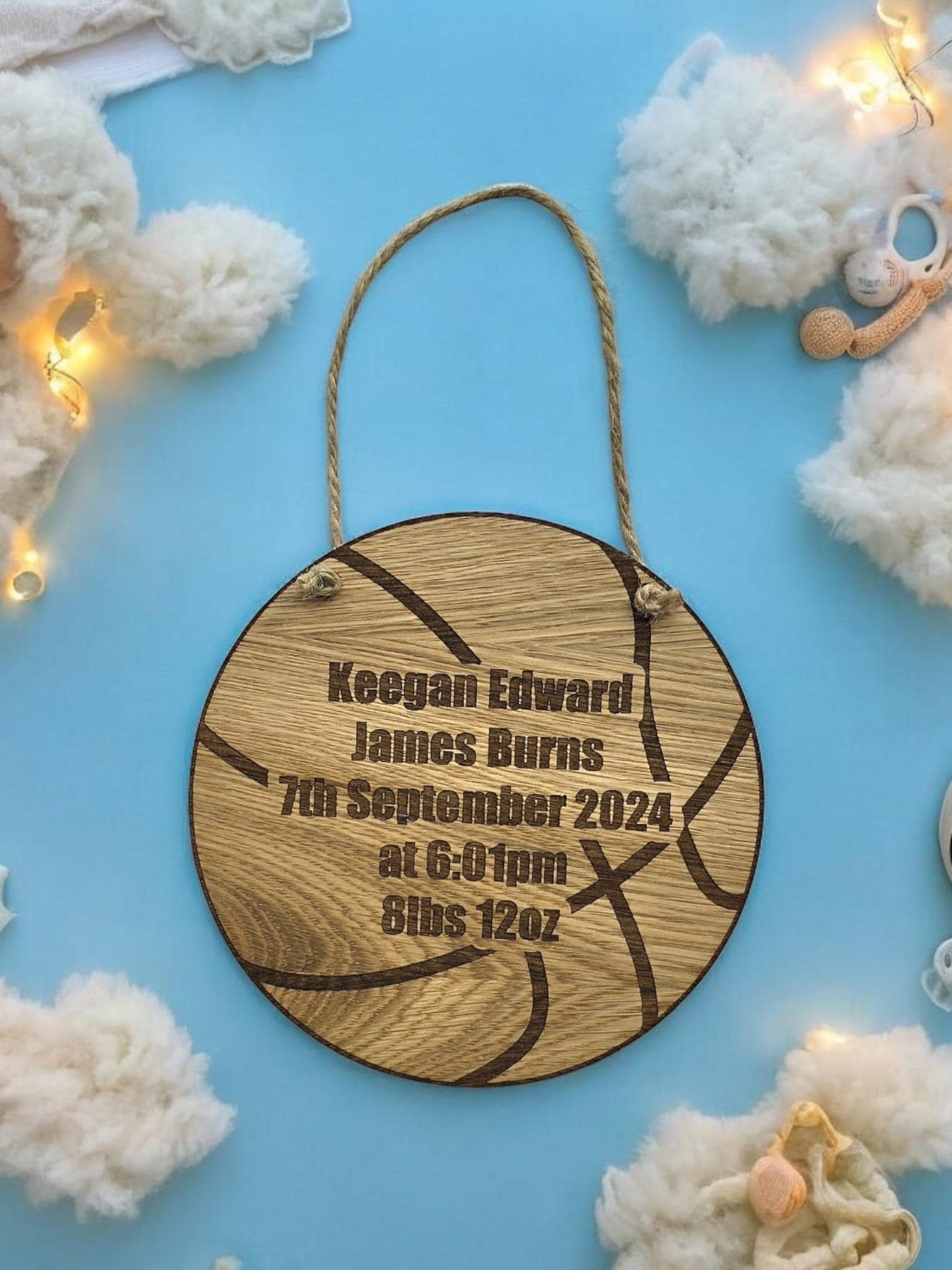 Basketball Baby Announcement Plaque, New Baby Hanging sign