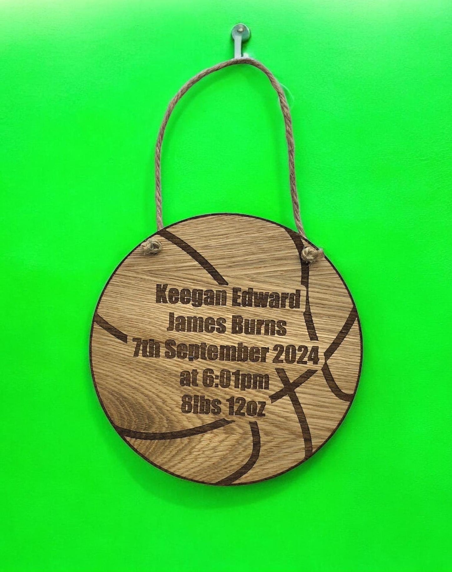 Basketball Baby Announcement Plaque, New Baby Hanging sign