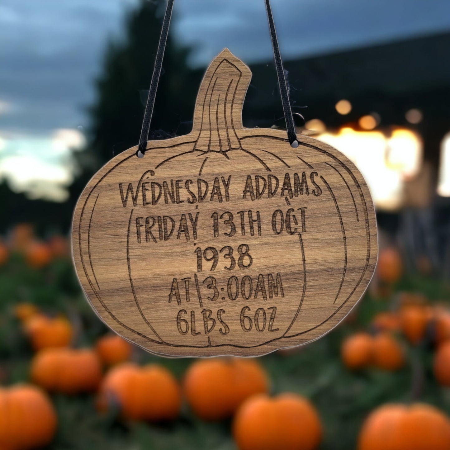 Halloween Pumpkin New Baby Birth Announcement Plaque