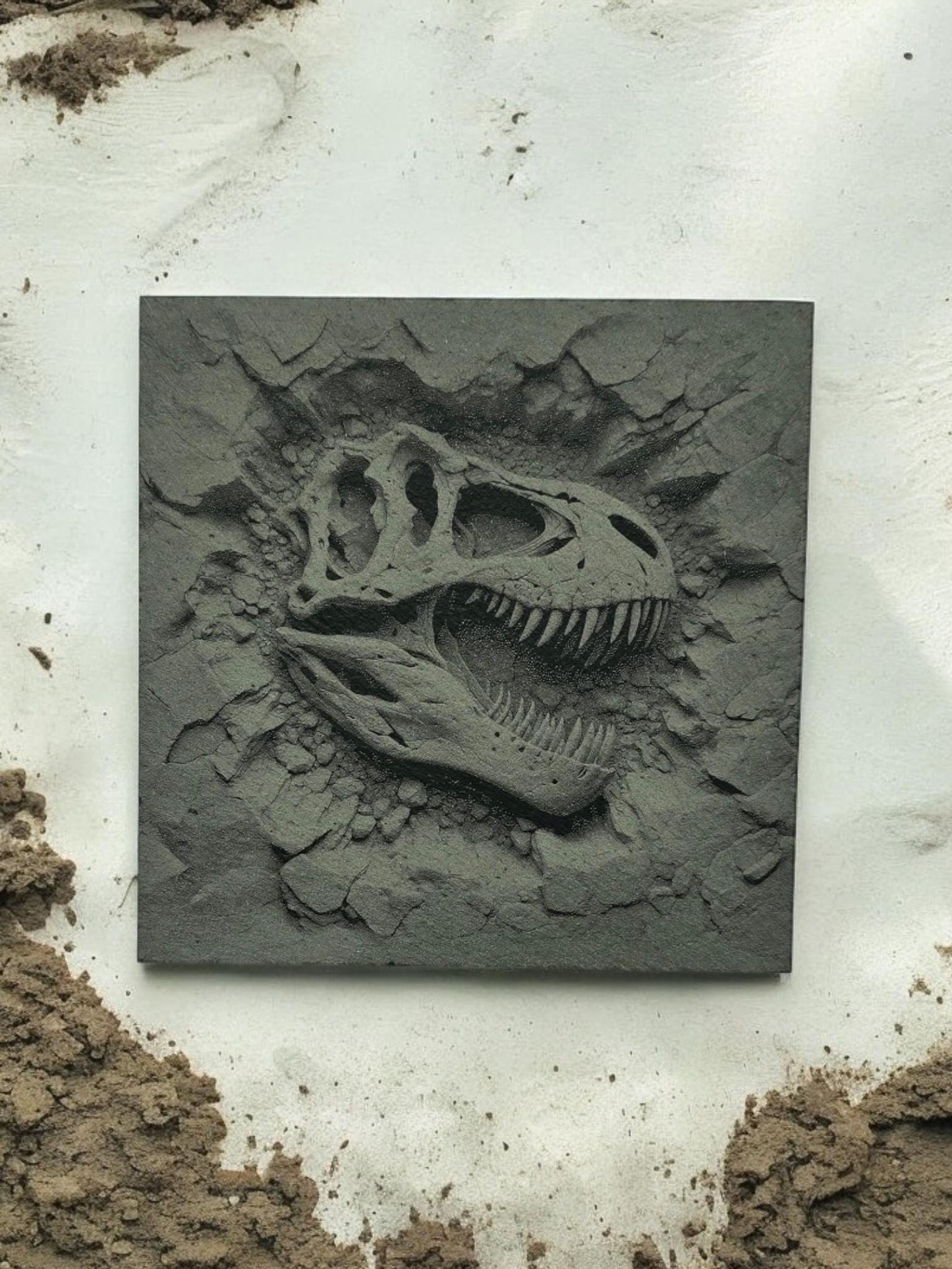 3D Effect Dinosaur Fossil Slate Coaster