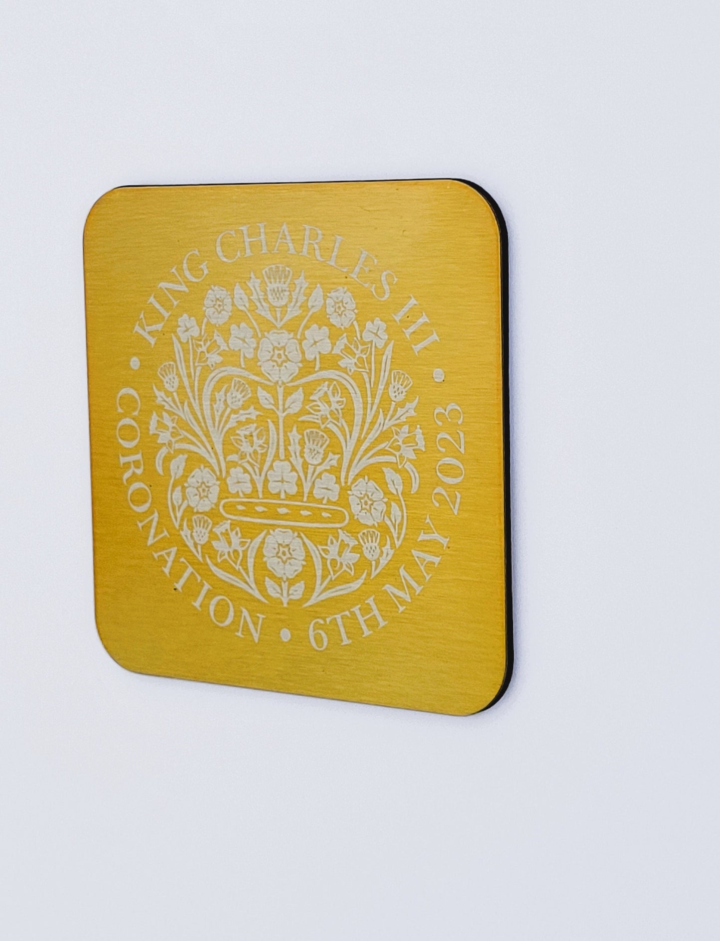 King Charles III -Coronation Gift - Commemorative Gold Coaster