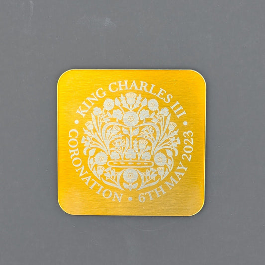 King Charles III -Coronation Gift - Commemorative Gold Coaster