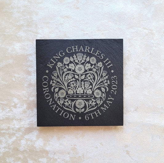 King Charles III Coronation Gift - Commemorative Slate Coaster