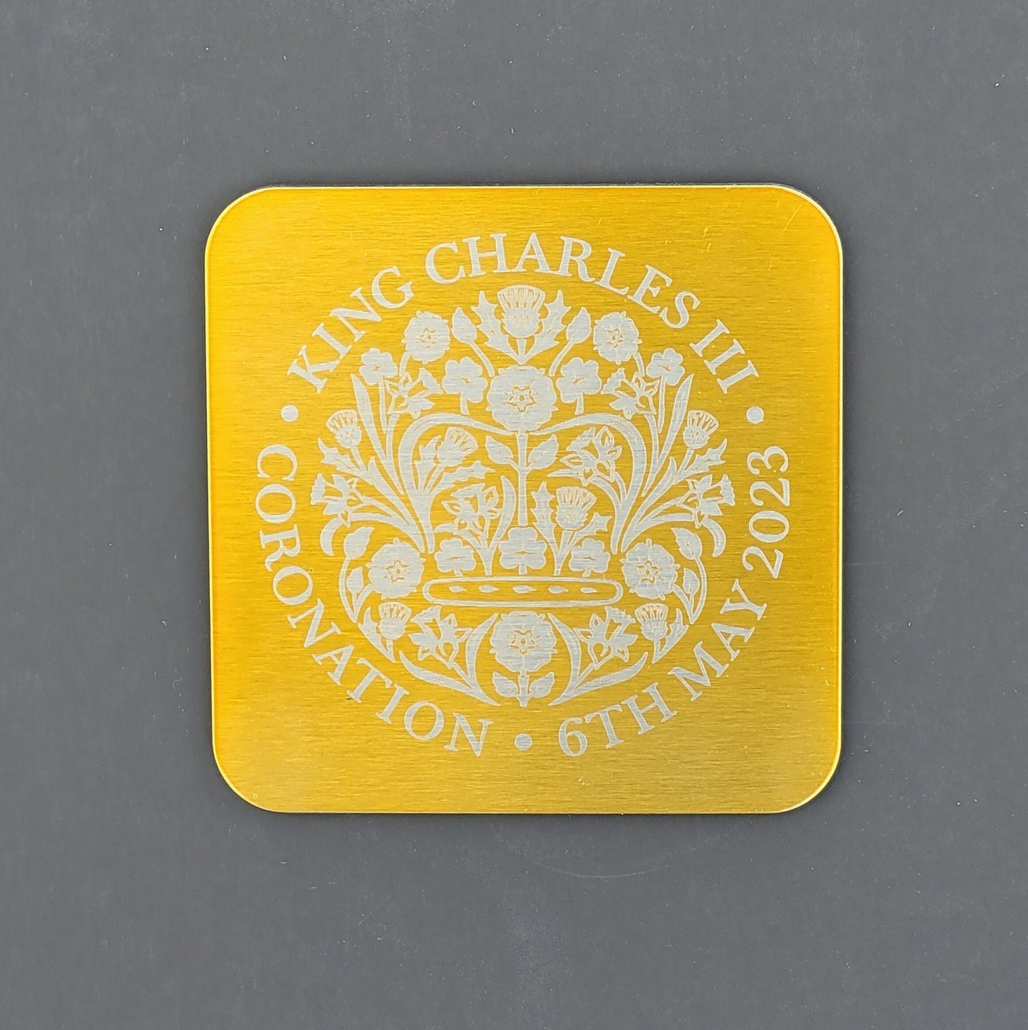 King Charles III -Coronation Gift - Commemorative Gold Coaster