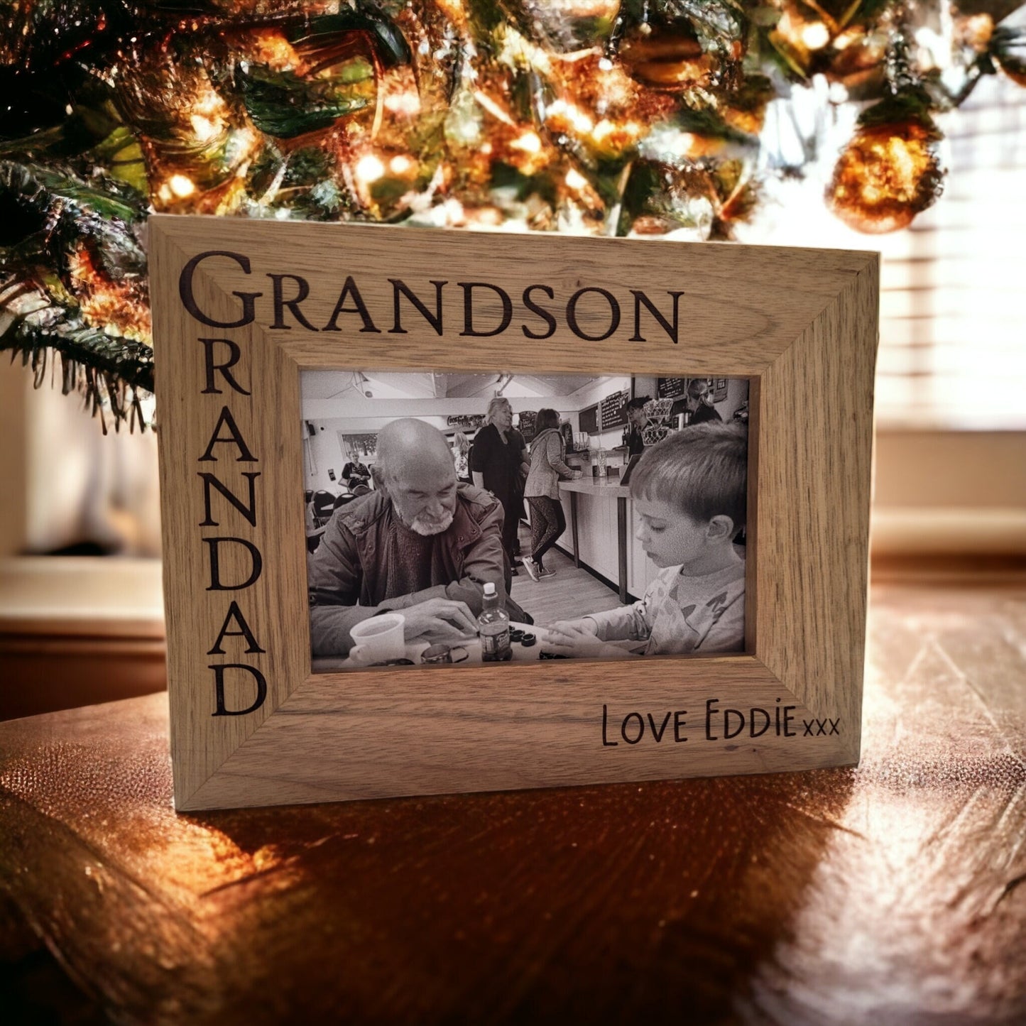 Personalised Solid Oak Photo Frame, Gift for Grandad or Grandma