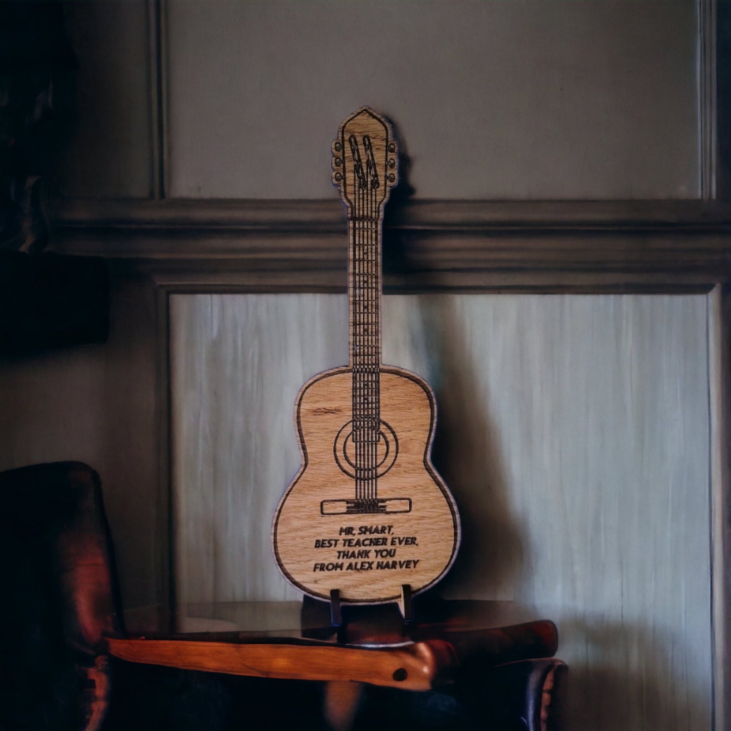 Personalised Guitar Standing Plaque, Musical Gift
