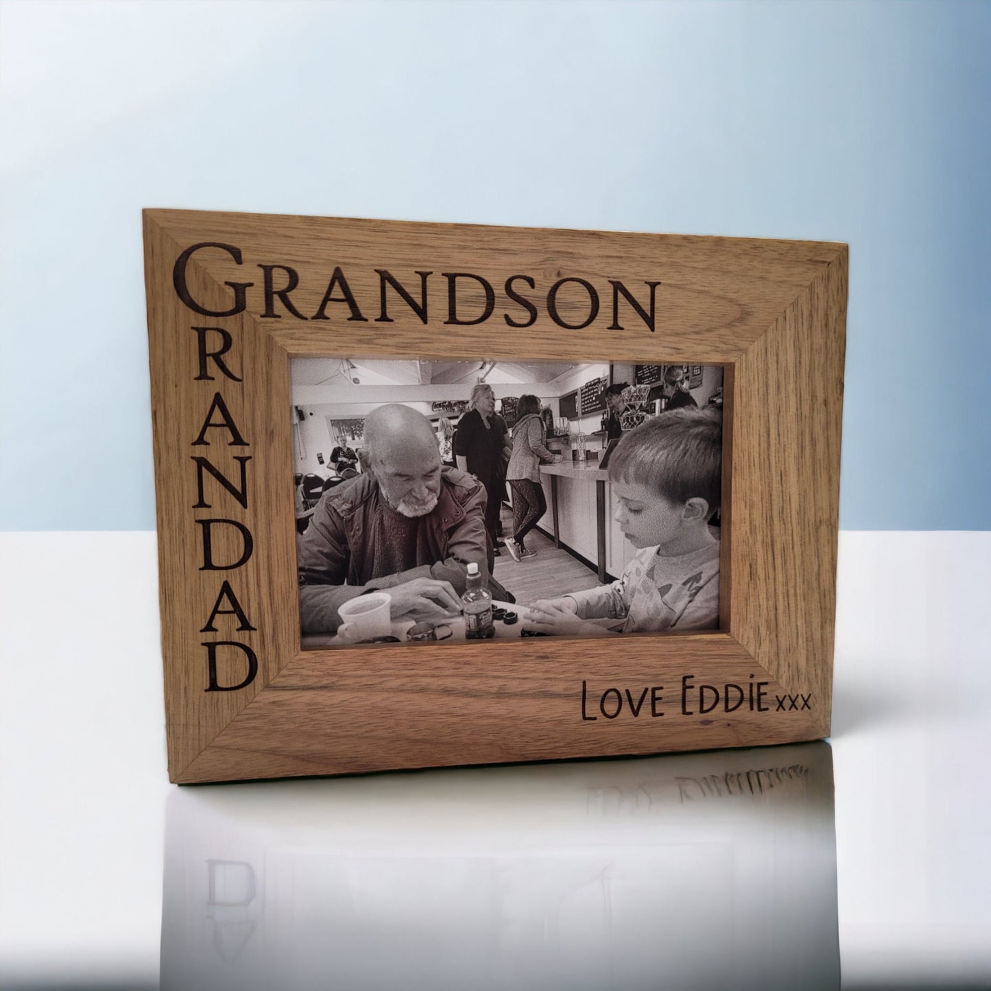 Personalised Solid Oak Photo Frame, Gift for Grandad or Grandma