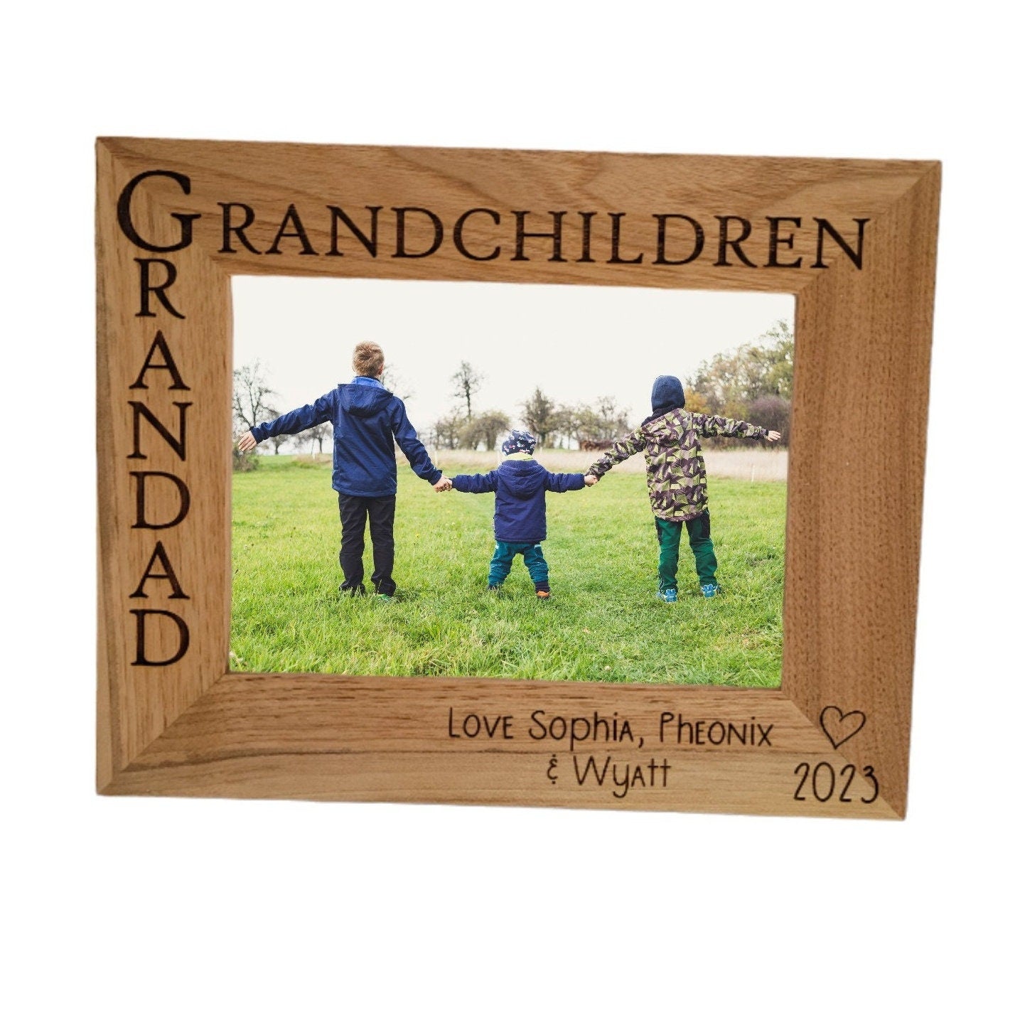 Personalised Solid Oak Photo Frame, Gift for Grandad or Grandma